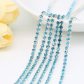 Brass Material Silver Close Claw Cup Aquamarine Rhinestone Glass Chaton Chain Suppliers